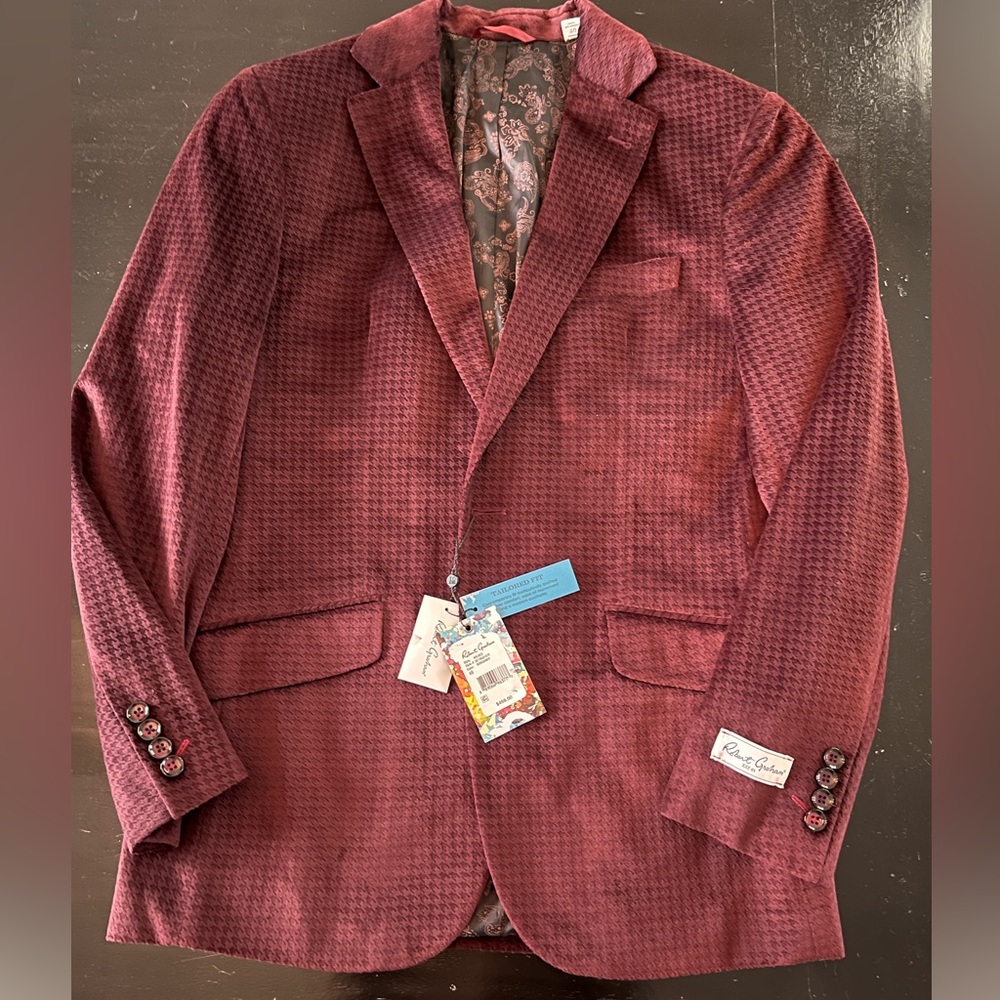 Robert Graham Burgundy Velour type Sports Coat size 40. New with tags - Picture 10 of 11